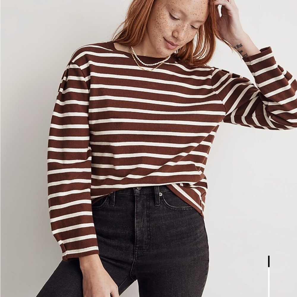 Madewell Pleated Striped Tee